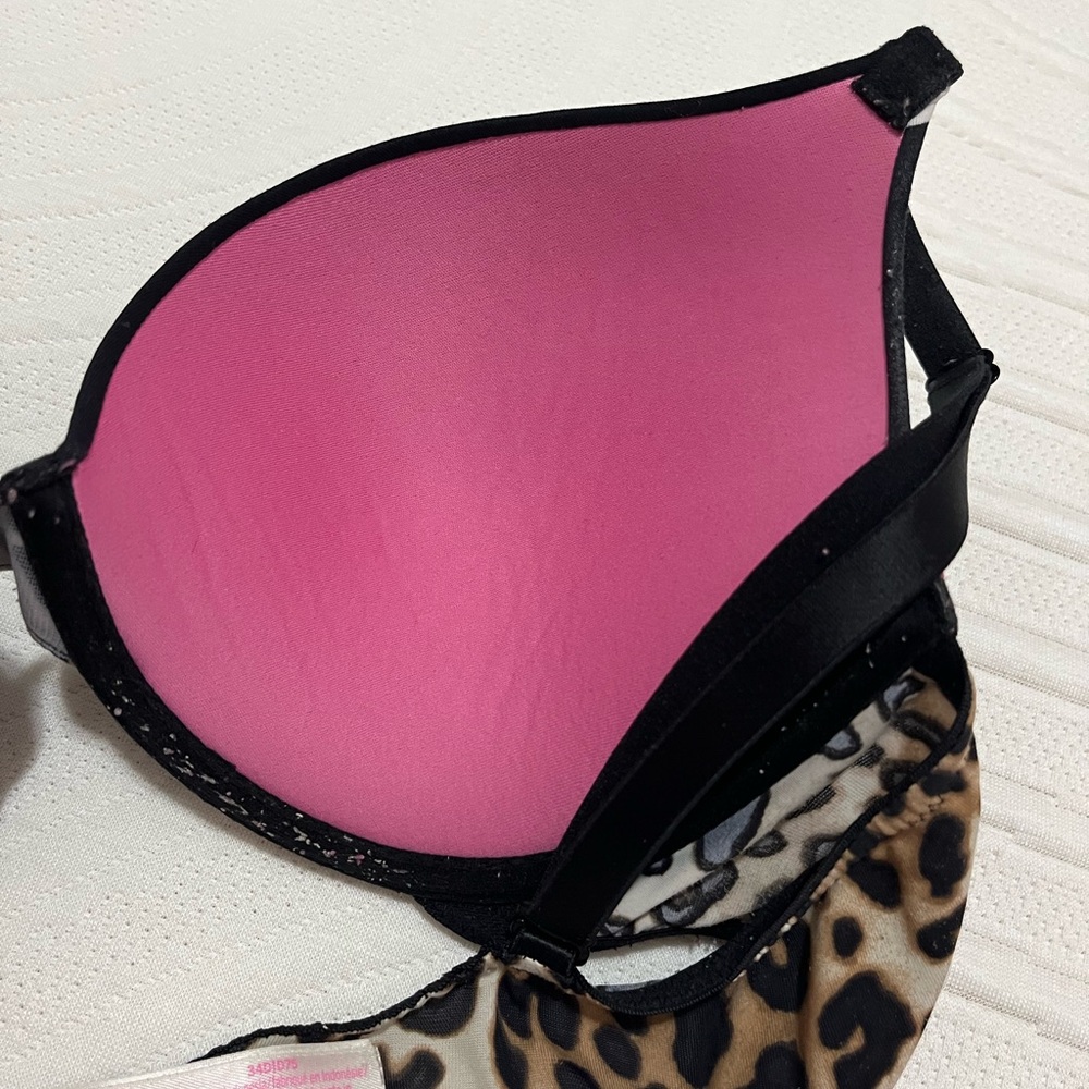 Victoria’s Secret Push Up Polka Dot Bra with Leopard Trim - Picture 3 of 9